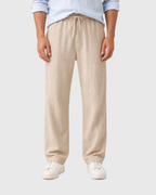 Leo Men's Relaxed Cotton Linen Straight-Leg Trousers
