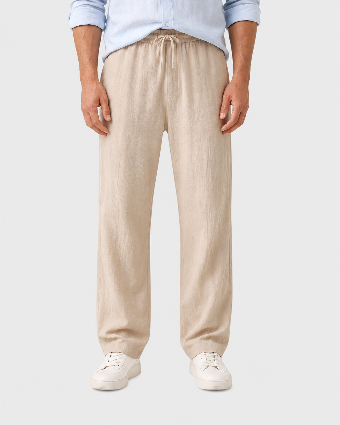 Leo Men's Relaxed Cotton Linen Straight-Leg Trousers