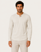 Mason Men's Slim Fit Long-Sleeve Button Neck Shirt