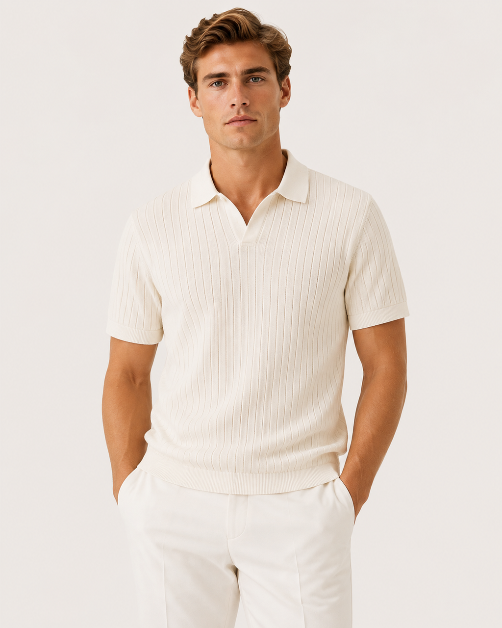 Sebastian Men's Slim Fit Ribbed Knit Short-Sleeve Polo Shirt