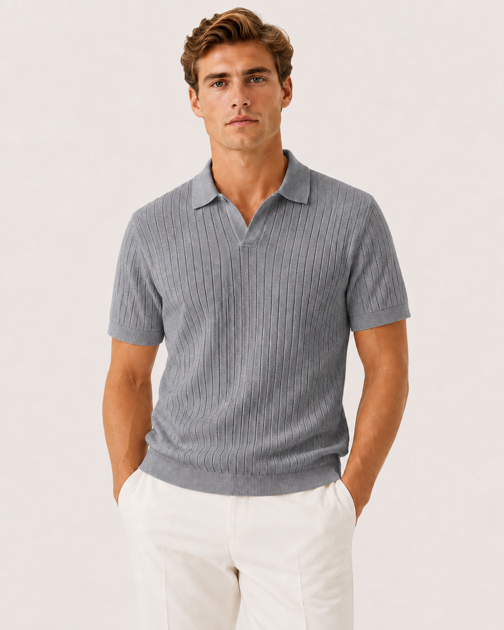 Sebastian Men's Slim Fit Ribbed Knit Short-Sleeve Polo Shirt