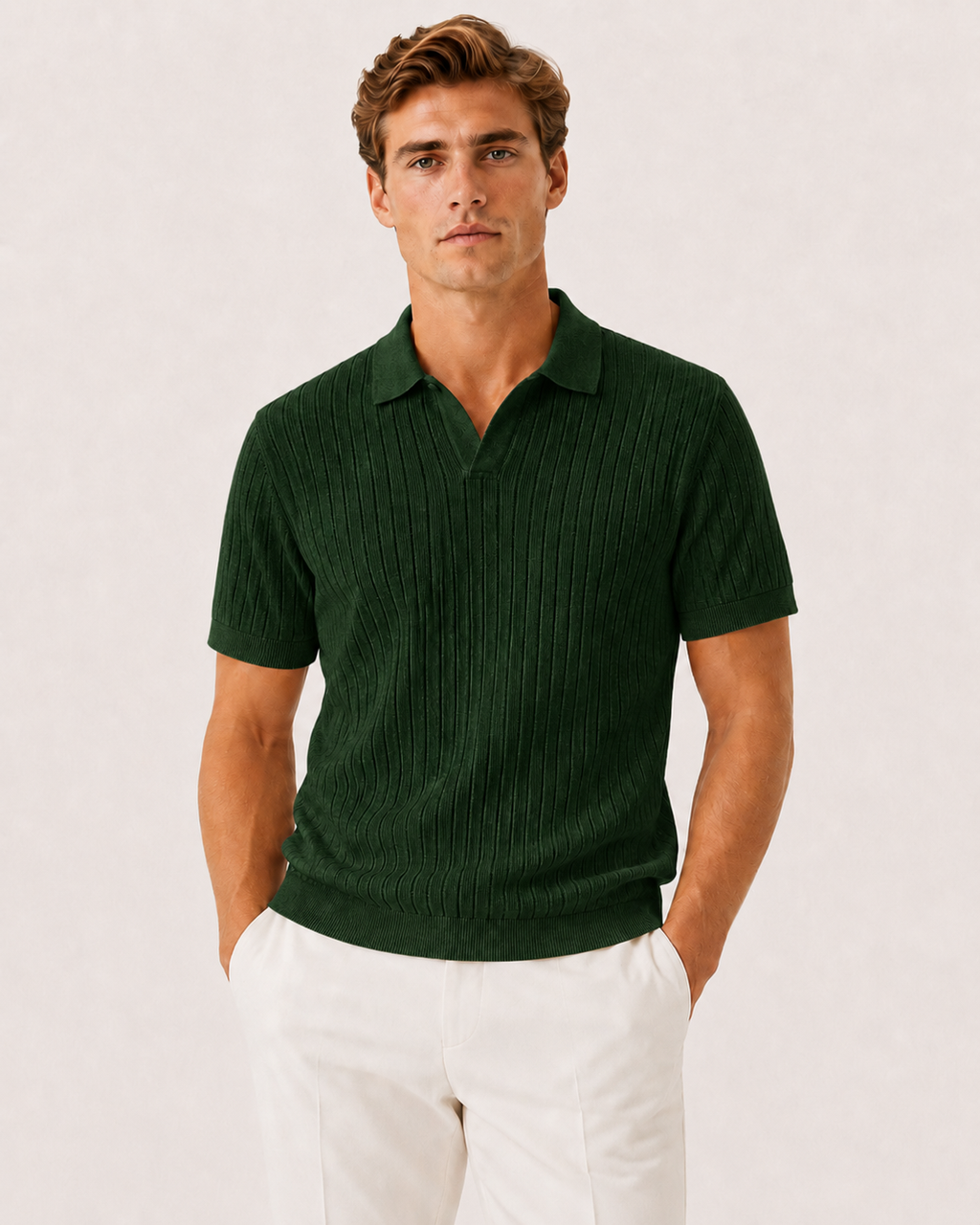 Sebastian Men's Slim Fit Ribbed Knit Short-Sleeve Polo Shirt