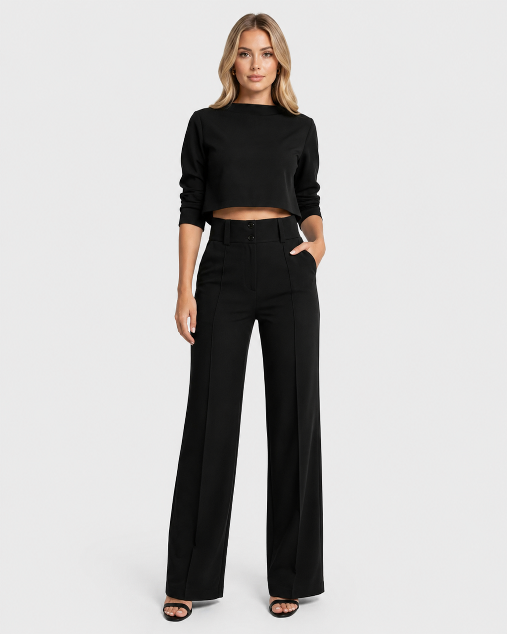Sienna Cropped Top and Wide-Leg Trouser Set