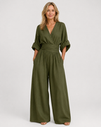 Clara Wide-Leg Wrap Jumpsuit