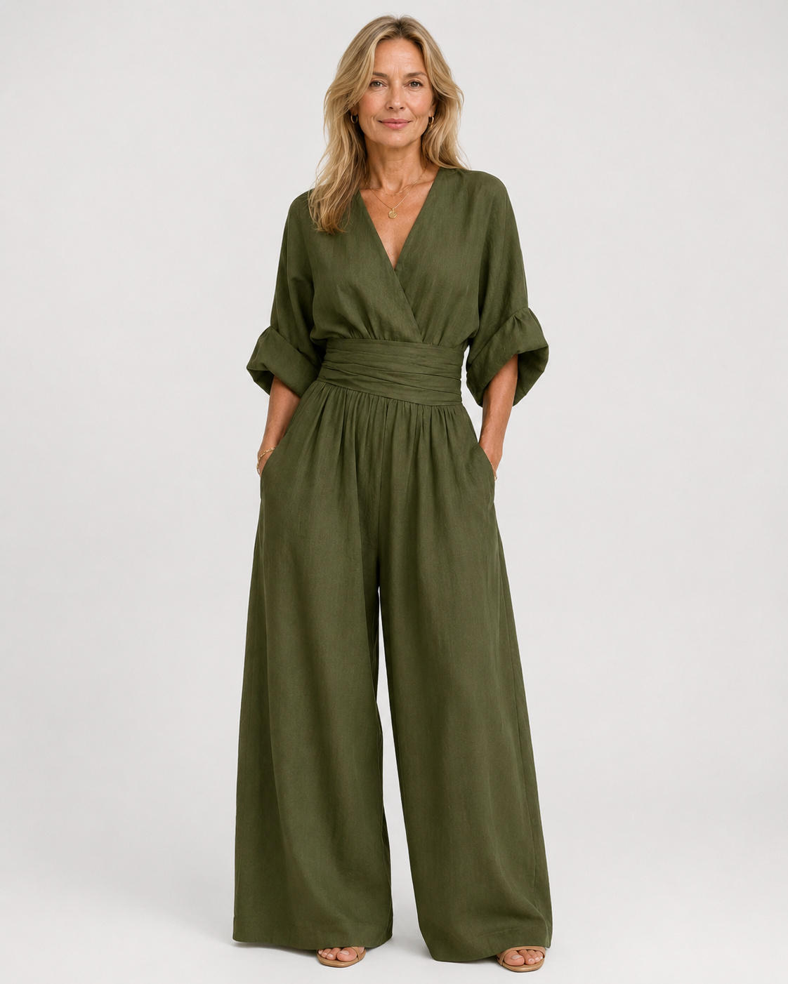 Clara Wide-Leg Wrap Jumpsuit