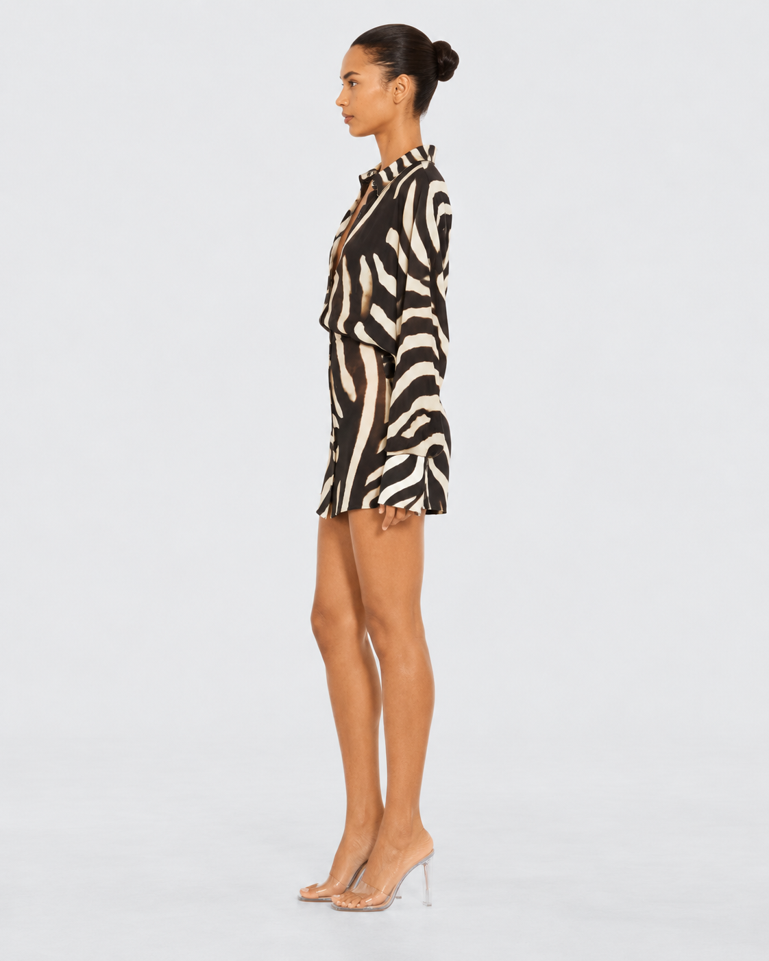 Zahra Zebra Print Long Sleeve Mini Dress