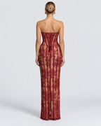 Isabella Lace Corset Strapless Maxi Dress