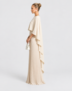 Geneva Cape Overlay Pleated Maxi Dress
