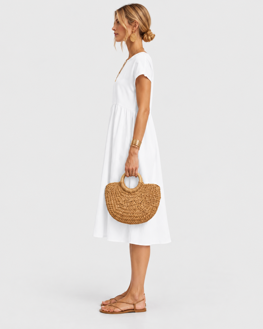 Freya Effortless Linen Short Sleeve Midi Dress