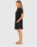 Sienna Cotton Linen Shirt Mini Dress