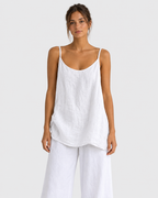 Chloe Relaxed Linen Cami Top with V-Neckline