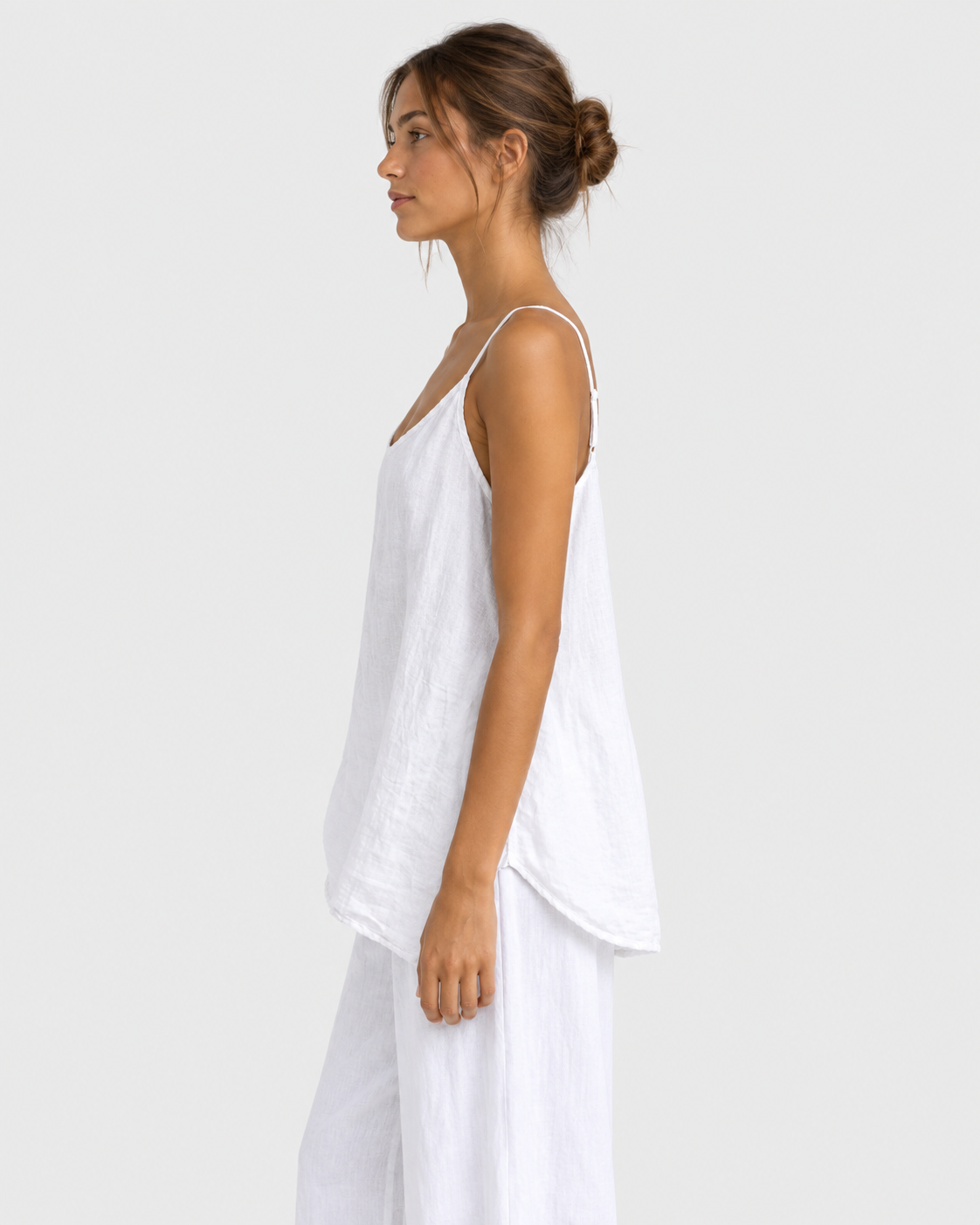 Chloe Relaxed Linen Cami Top with V-Neckline