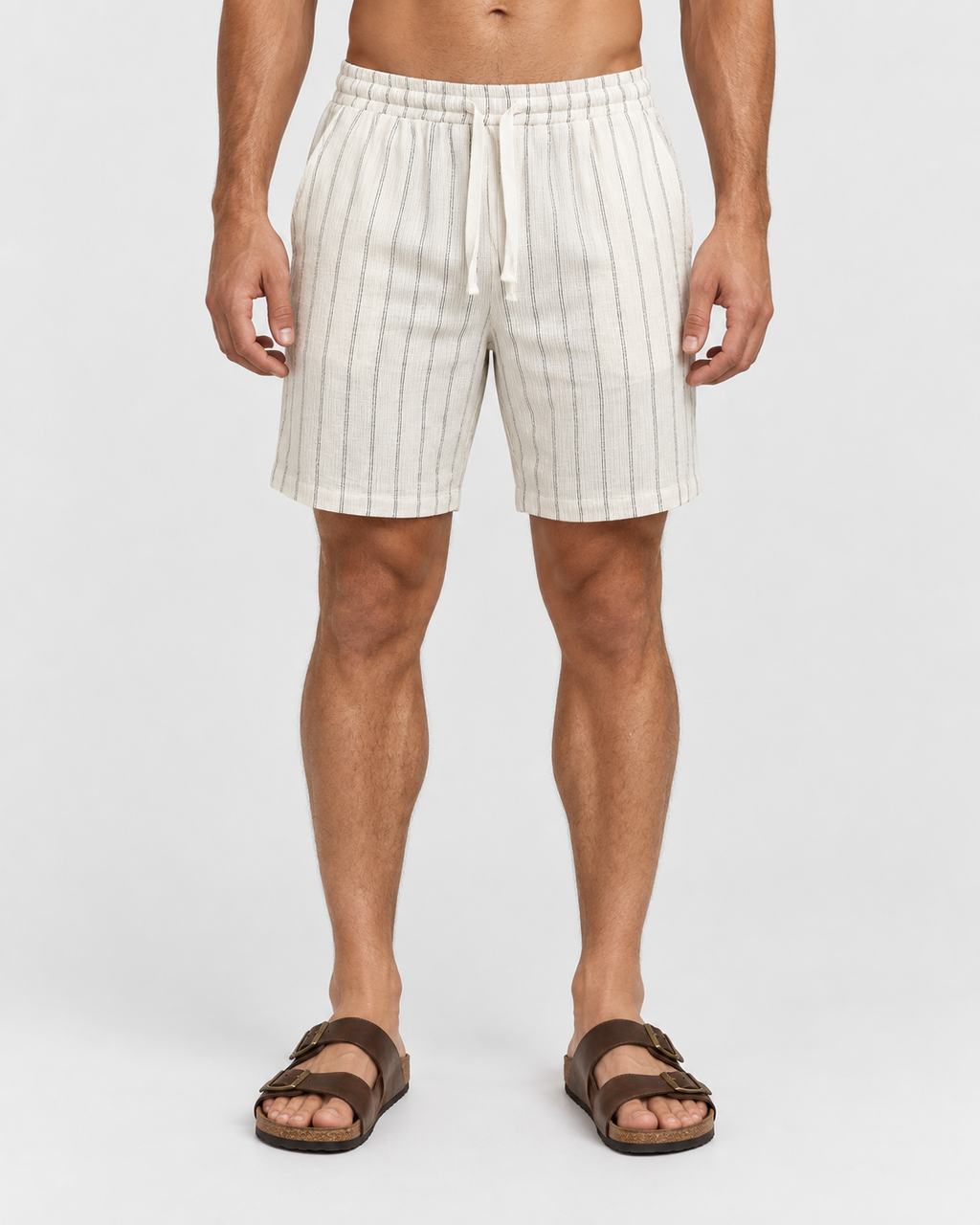 Noah Pinstripe Elastic Drawstring Summer Shorts