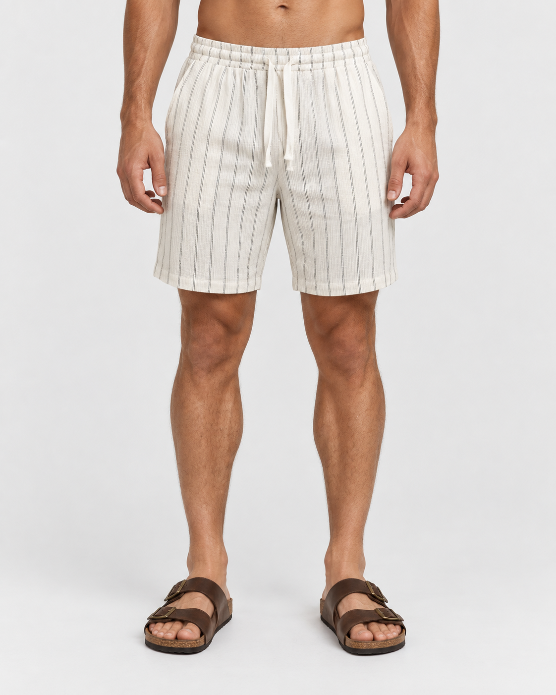 Noah Pinstripe Elastic Drawstring Summer Shorts