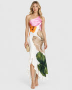 Clara Floral One-Shoulder Slim Maxi Dress