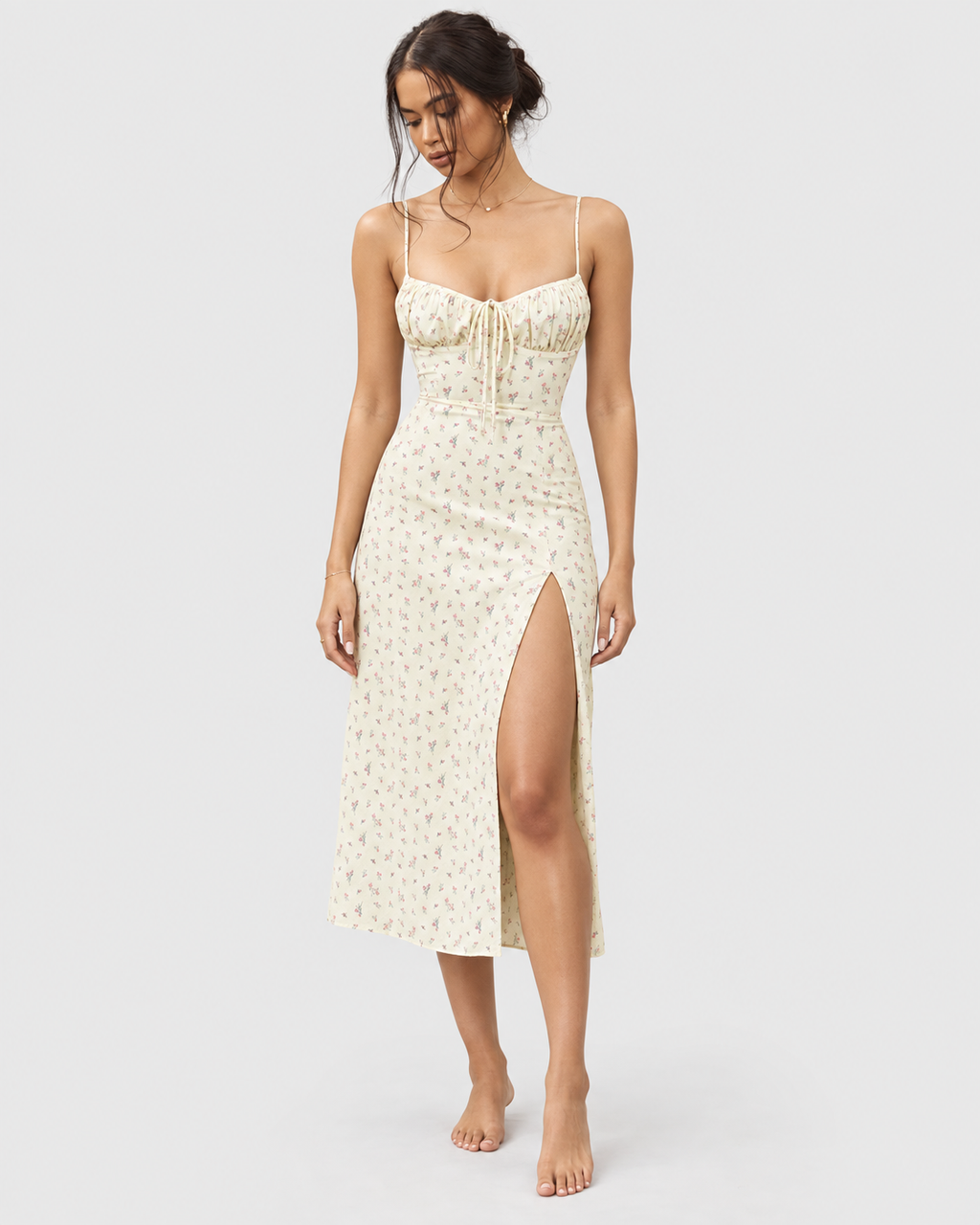 Aurelia Floral Spaghetti Strap Bodycon Maxi Dress