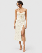 Aurelia Floral Spaghetti Strap Bodycon Maxi Dress