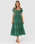 Rosalie Vintage Floral Puff Sleeve Maxi Dress