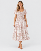 Florence Floral Pleated Butterfly Sleeve Midi Dress