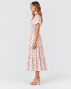 Florence Floral Pleated Butterfly Sleeve Midi Dress