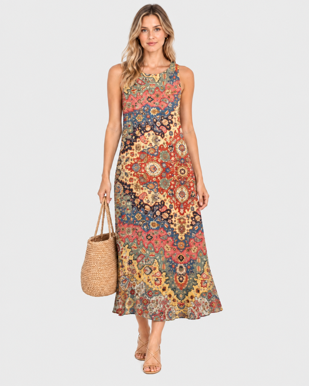 Maya Floral Sleeveless Bohemian Midi Sundress