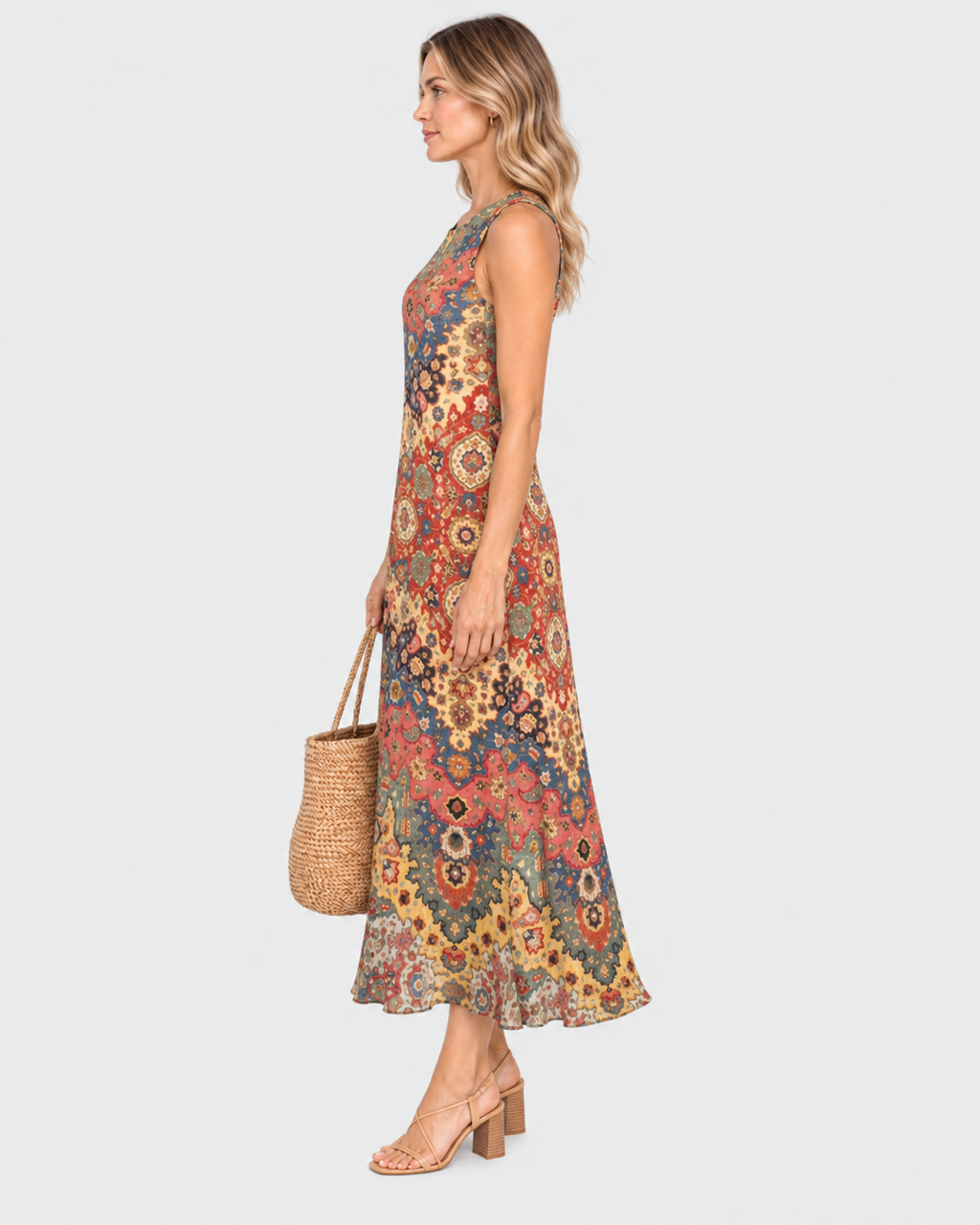 Maya Floral Sleeveless Bohemian Midi Sundress