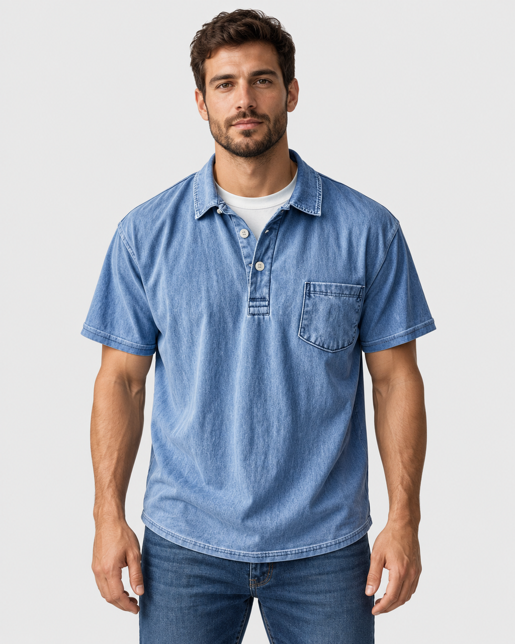 Caleb Men's Short-Sleeve Pocket Casual Polo Shirt