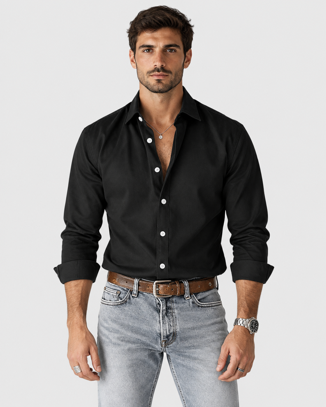 Ethan Men's Tailored Fit Long-Sleeve Smart Casual Shirt