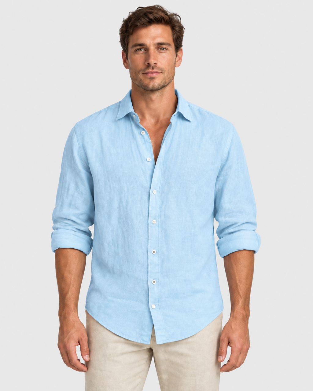 Liam Men's Long-Sleeve Textured Cotton-Linen Casual Shirt
