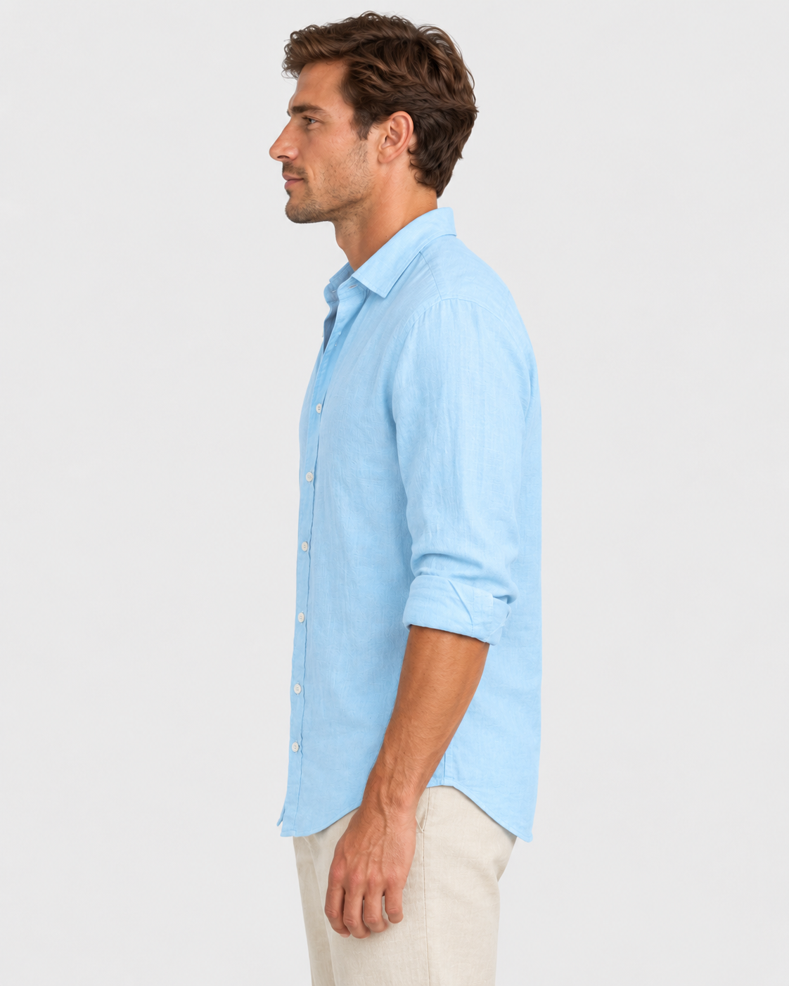 Liam Men's Long-Sleeve Textured Cotton-Linen Casual Shirt