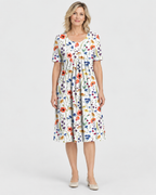 Aria Women's Elegant Round Neck Floral Printed Dress