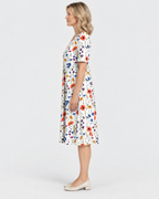 Aria Women's Elegant Round Neck Floral Printed Dress