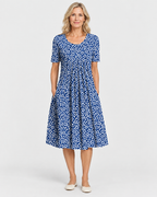 Aria Women's Elegant Round Neck Floral Printed Dress