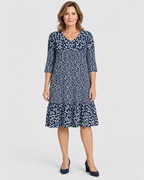 Freya Women's Printed V-Neck Tiered Midi Dress