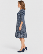 Freya Women's Printed V-Neck Tiered Midi Dress