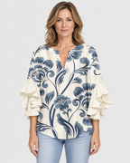 Aurelia Ruffle Sleeve Floral Print Blouse