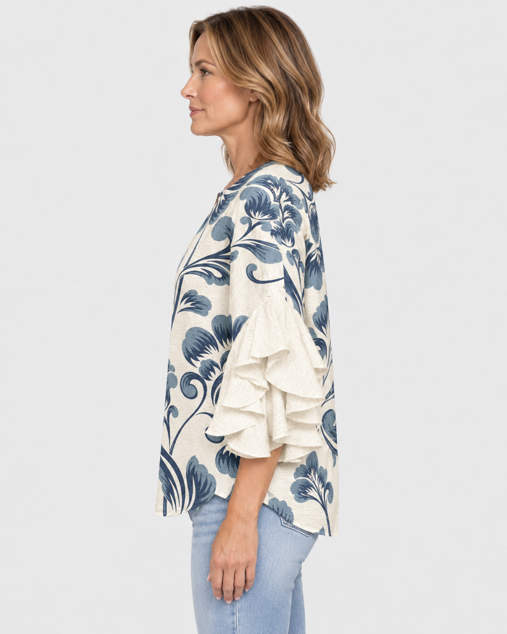 Aurelia Ruffle Sleeve Floral Print Blouse