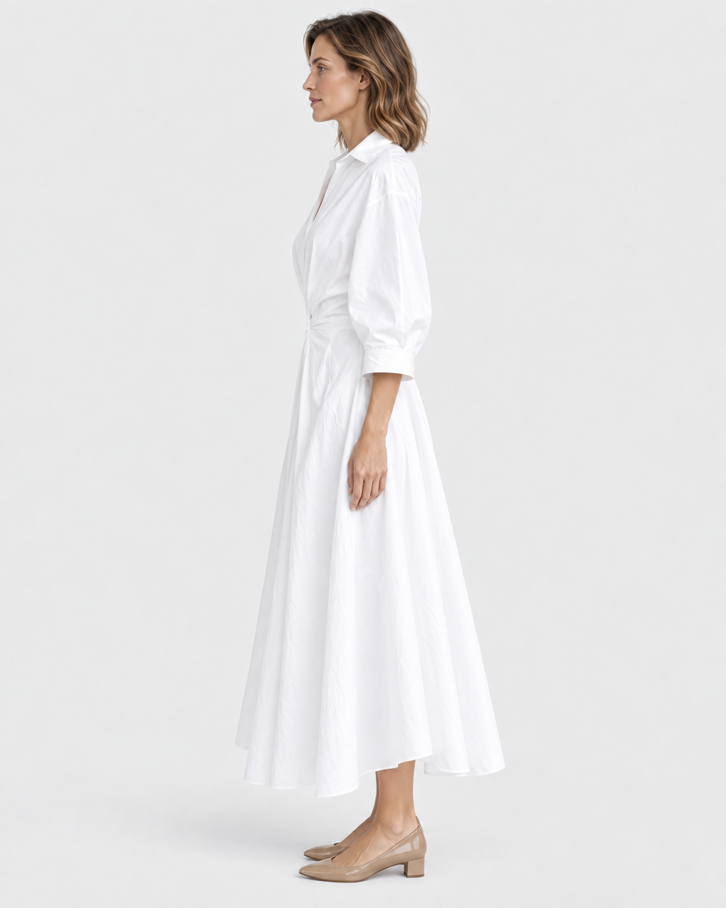 Genevieve Front Wrap Collared Long Sleeve Maxi Dress