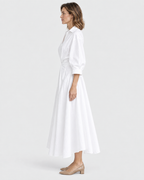 Genevieve Front Wrap Collared Long Sleeve Maxi Dress