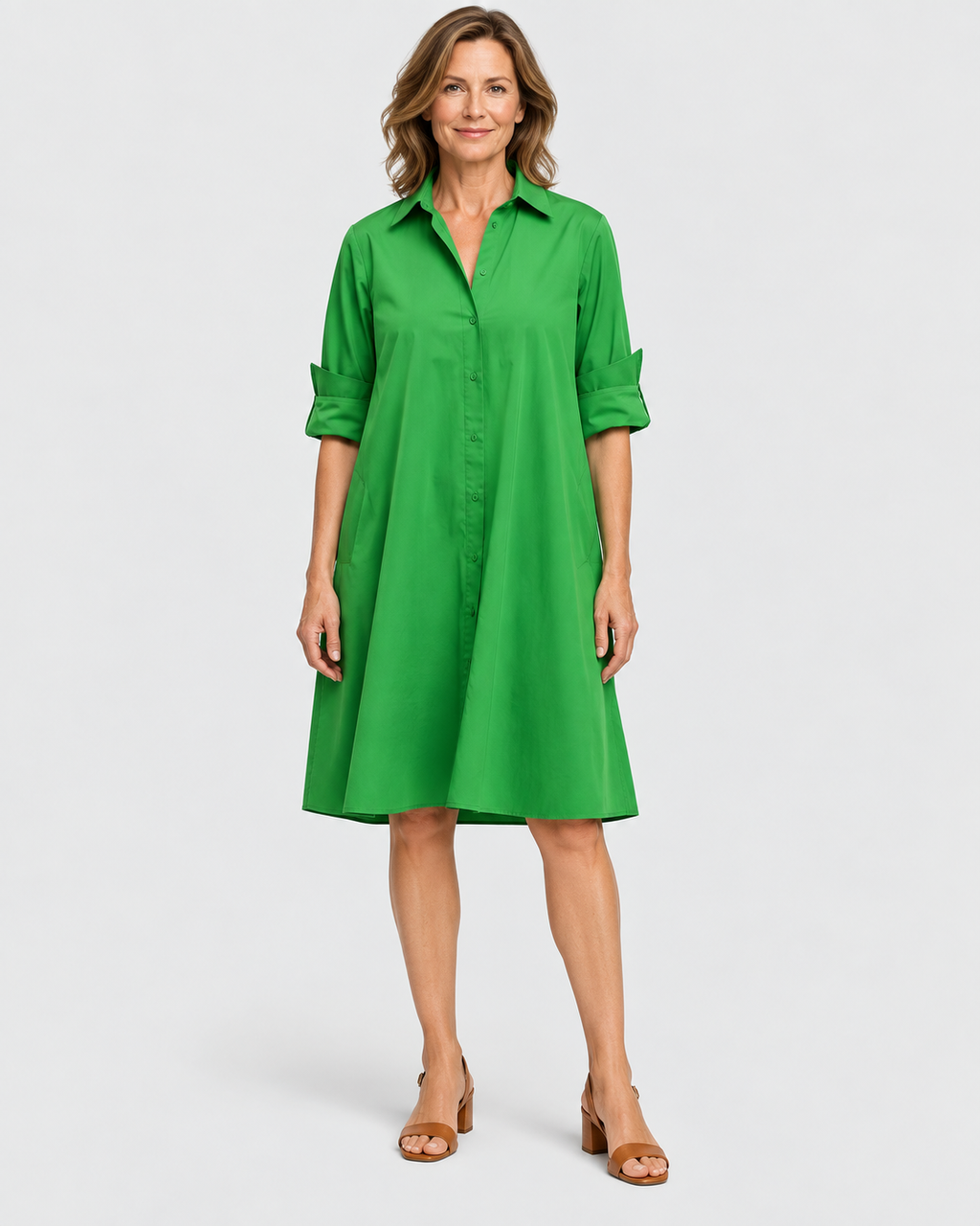 Matilda A-Line Button Front Shirt Dress