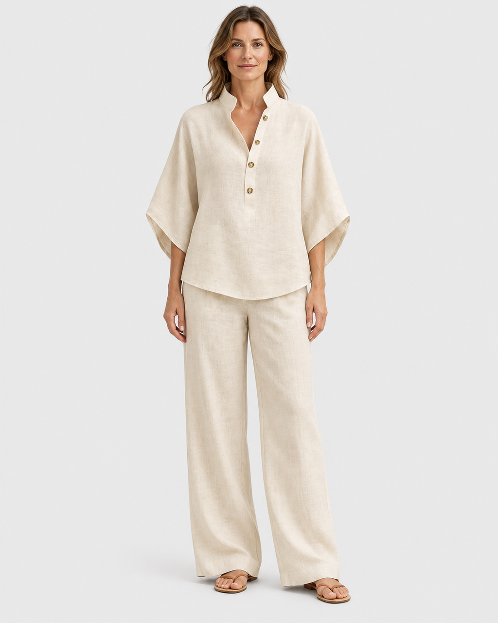 Florence Collared Wide Leg Two Piece Set