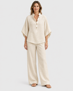 Florence Collared Wide Leg Two Piece Set