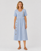 Maeve Women's Button-Detail Striped Midi Dress