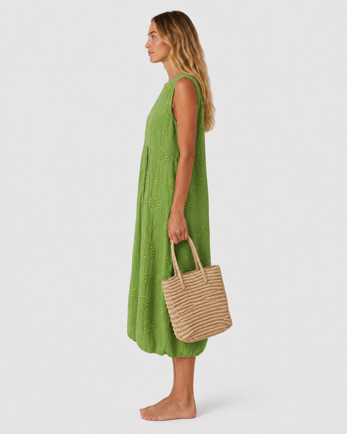 Ivy Women's Embroidered Sleeveless Midi Dress with Pockets