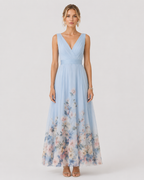 Rosalie Women's Floral Print Sleeveless V-Neck Maxi Dress