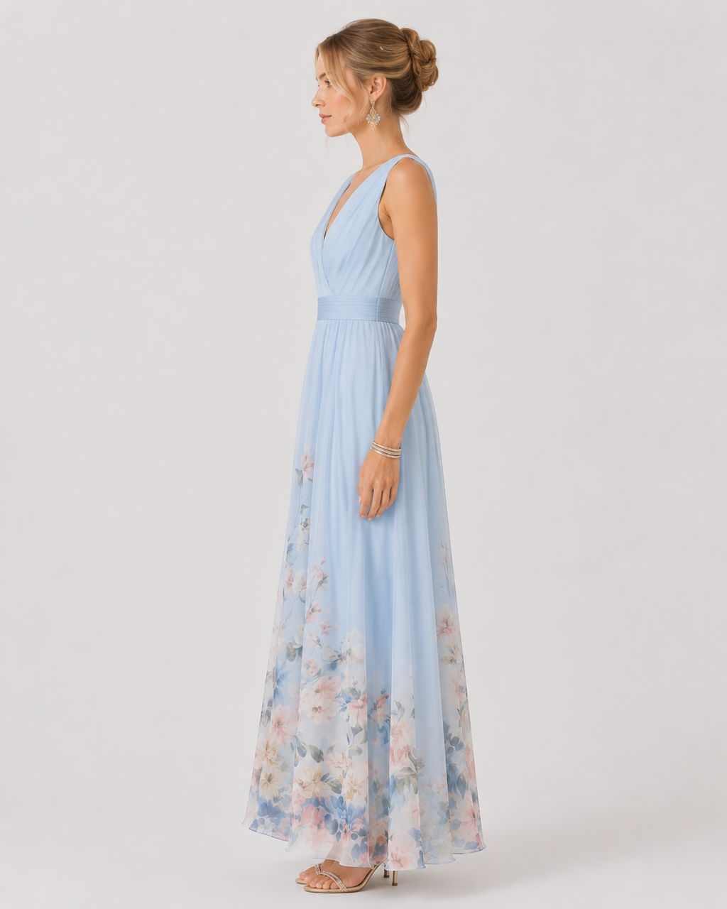 Rosalie Women's Floral Print Sleeveless V-Neck Maxi Dress