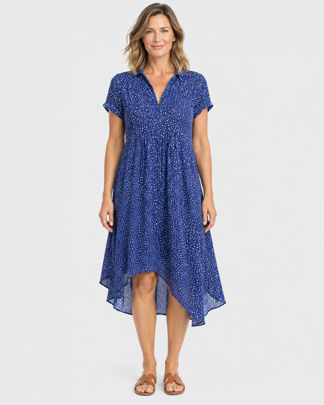 Penelope Printed V-Neck A-Line Summer Dress