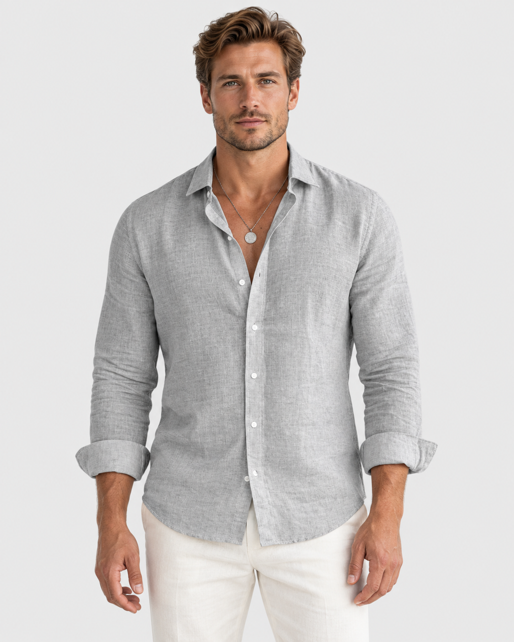 Julian Lightweight Long Sleeve Linen Look Shirt
