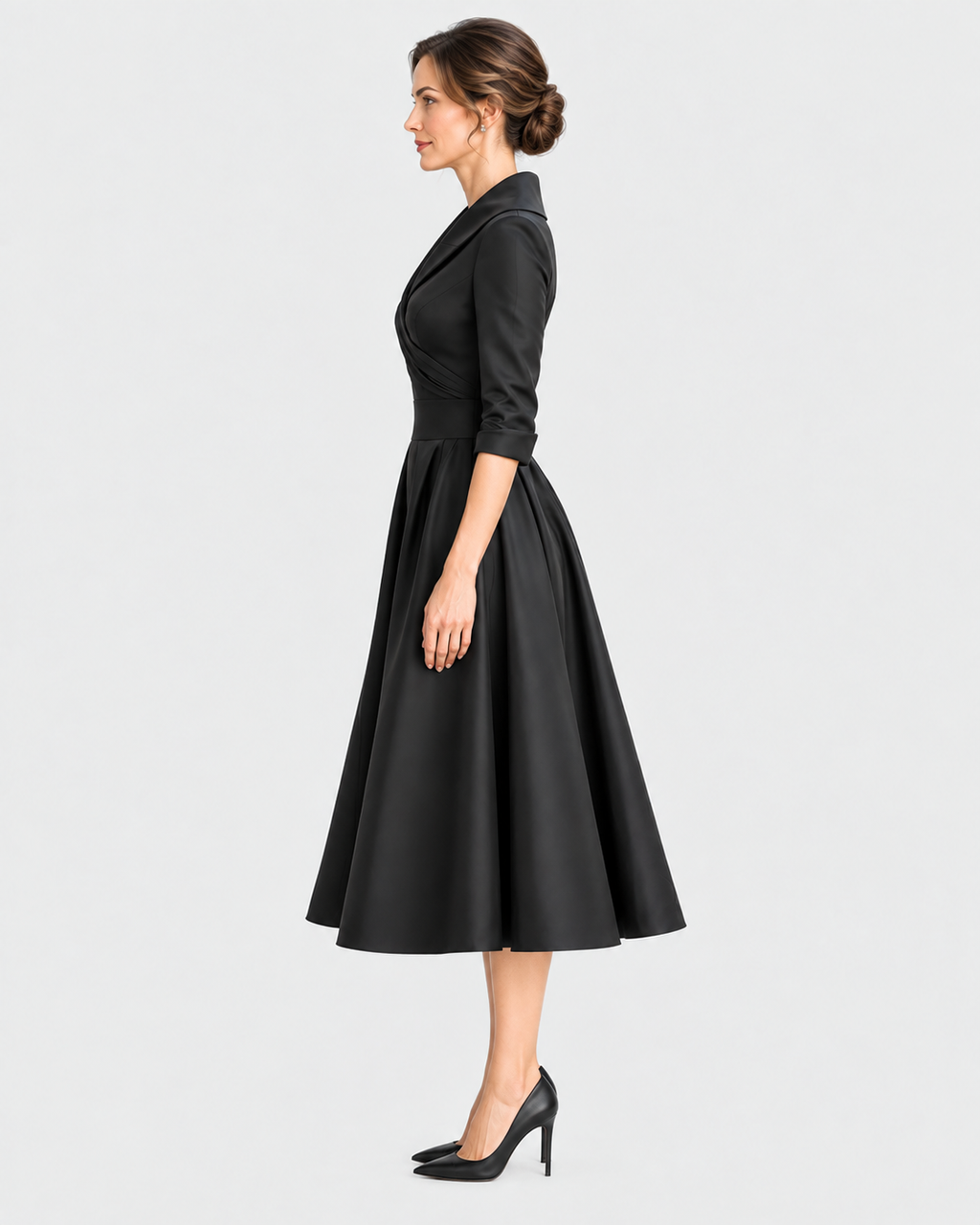 Charlotte V-Neck Collared A-Line Evening Dress