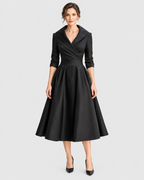 Charlotte V-Neck Collared A-Line Evening Dress